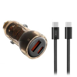 Φορτιστής αυτοκινήτου universal με 2 εξόδους USB-A & USB-C, αποσπώμενο καλώδιο USB-C και μέγιστη ισχύ 60W