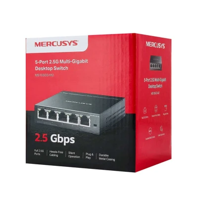 Desktop switch δικτύου 5 θυρών 2.5G Multi-Gigabit Mercusys MS105GS-M2 επιτραπέζιος, plug & play, αθόρυβος χωρίς ανεμιστήρα με μεταλλικό περίβλημα
