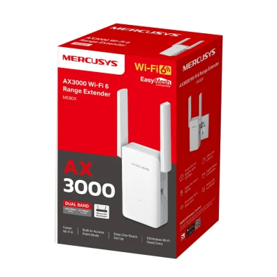 Ενισχυτής σήματος Wi-Fi 6 Mercusys ME80X AX3000 dual band με δύο εξωτερικές κεραίες και θύρα Gigabit Ethernet
