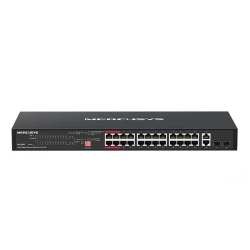Network switch rackmount Mercusys MS128GP 28 θυρών με 24 θύρες Gigabit PoE+, 2 Gigabit uplink και 2 combo Gigabit SFP