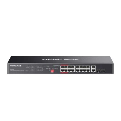 Network switch rackmount Mercusys MS120GP 20 θυρών gigabit με 16 θύρες PoE+ 192W και 2 θύρες uplink