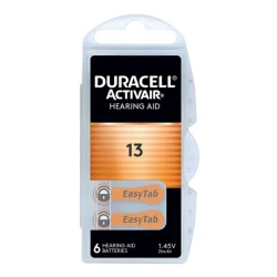 Μπαταρία ακουστικών βαρηκοΐας Duracell ActivAir 13 1.45V zinc-air σε blister 6 τεμαχίων