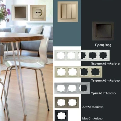Πενταπλό πλαίσιο ασημί MONO ELECTRIC ALUMINIUM οριζόντιας ή κάθετης τοποθέτησης