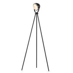 Επιδαπέδιο φωτιστικό vintage 1 x Ε14 με design προβολάκι και στήριξη σε τρίποδο σε μαύρο χρώμα