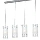 Φωτιστικό κρεμαστό τετράφωτο με δίχρωμο γυαλί διάφανο - αμμοβολής & ντουί E14 μοντέρνας γραμμής