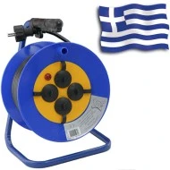 Μπαλαντέζα-καρούλι πλαστικό με καλώδιο 20μ 3x1,5mm 4 πρίζες σούκο, λυχνία και πώμα ασφαλείας