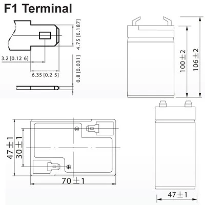 Μπαταρία μολύβδου ULTRACELL 6V 4,5 Ah  τύπος terminal F1 70x47x101