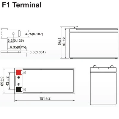 Μπαταρία μολύβδου ULTRACELL 12V 7Ah τύπος terminal F1 151x65x93