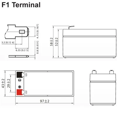 Μπαταρία μολύβδου ULTRACELL 6V 3.3Ah τύπος terminal F1 134x34x60
