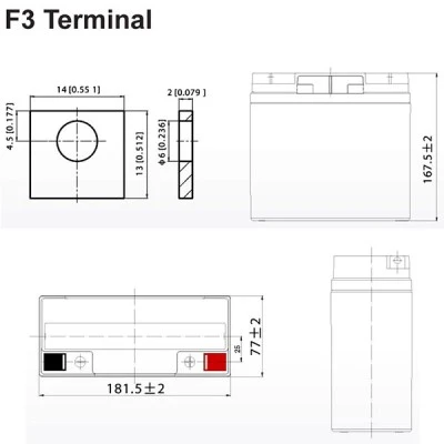Μπαταρία μολύβδου ULTRACELL 12V 18Ah τύπος terminal F3 181.5x77x167.5mm Μπαταρία μολύβδου ULTRACELL 12V 18Ah τύπος terminal F3 181.5x77x167.5mm