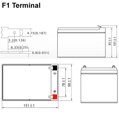 Μπαταρία μολύβδου ULTRACELL 12V 12Ah τύπος terminal F1 151x98x95