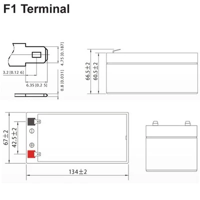 Μπαταρία μολύβδου  ULTRACELL 12V 3.4Ah τύπος terminal F1 134x67x61