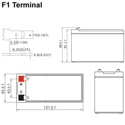 Μπαταρία μολύβδου ULTRACELL 12V 7.2Ah τύπος terminal F1 151x65x93.5mm Μπαταρία μολύβδου ULTRACELL 12V 7.2Ah τύπος terminal F1 151x65x93.5mm
