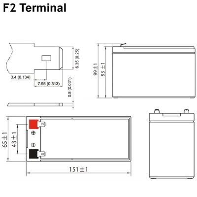 Μπαταρία μολύβδου ULTRACELL 12V 7.2Ah τύπος terminal F2 151x65x93.5