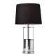 Επιτραπέζιο κλασικό φωτιστικό με μαύρο υφασμάτινο καπέλο και διακόπτη για λάμπα με ντουί Ε27