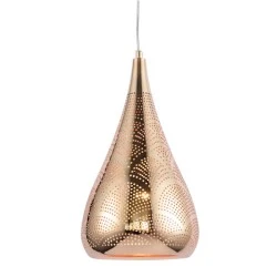 Μεταλλικό φωτιστικό διάτρητο με design σταγόνας μοντέρνο κρεμαστό και μονόφωτο για λάμπα Ε27