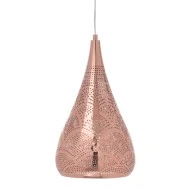 Χάλκινο φωτιστικό διάτρητο με design σταγόνας κρεμαστό και μονόφωτο για λάμπα Ε27