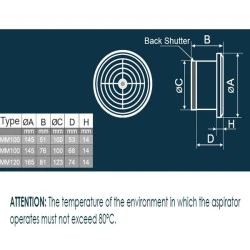 Εξαεριστήρας μπάνιου Φ100mm 18W χρωμίου στρόγγυλος σειρά ММV WAVE 220V 110 m³/h 39dB