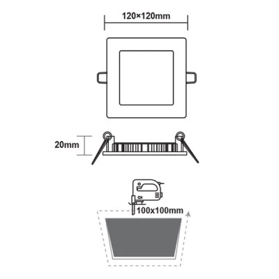 Led slim panel λευκό τετράγωνο χωνευτό 6W 230V ενδιάμεσο φως 4000k δέσμης 120° 430lm Led slim panel λευκό τετράγωνο χωνευτό 6W 230V ενδιάμεσο φως 4000k δέσμης 120° 430lm