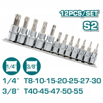 Επαγγελματικό σετ καρυδάκια TOTAL TORX 1/4" & 3/8" 12 τεμάχια (THT1438121)