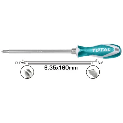 Κατσαβίδι μαγνητικό διπλό TOTAL THT250206 PH2 + SL6.3 X 160