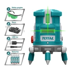 Αλφάδι laser αυτο-οριζοντιούμενο TOTAL TLL305205 0-20m με πράσινες ακτίνες