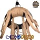GloboStar® RUNNER 01115 Vintage Κρεμαστό Φωτιστικό Ανάρτηση Πολύφωτο 6 x E27 IP20 Μαύρο Πλαστικό με Μπεζ Σχοινί - Μ45 x Π45 x Υ60cm