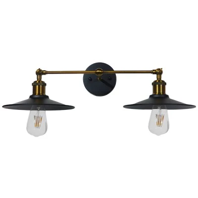 Vintage επιτοίχια απλίκα kelvo® MINIMALL με 2 ντουί E27 AC 220-240V IP20 μαύρο & χρυσό 30x60x18cm 01069 Vintage επιτοίχια απλίκα kelvo® MINIMALL με 2 ντουί E27 AC 220-240V IP20 μαύρο & χρυσό 30x60x18cm 01069