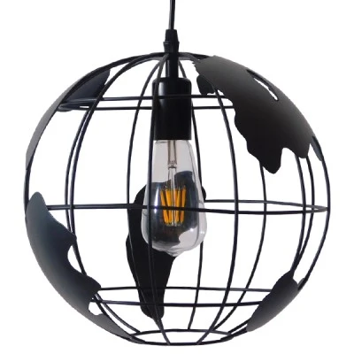 GloboStar® EARTH 01205 Vintage Κρεμαστό Φωτιστικό Φιγούρα Μονόφωτο 1 x E27 IP20 Μαύρο Μέταλλο - Μ30 x Π30 x Υ30cm