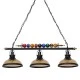GloboStar® BILLIARD SERIES 01280 Vintage Κρεμαστό Φωτιστικό Φιγούρα Τρίφωτο 3 x E27 IP20 Mαύρο Μέταλλο με Μελί Γυαλί - Μ96 x Π25 x Υ30cm