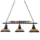 GloboStar® BILLIARD SERIES 01280 Vintage Κρεμαστό Φωτιστικό Φιγούρα Τρίφωτο 3 x E27 IP20 Mαύρο Μέταλλο με Μελί Γυαλί - Μ96 x Π25 x Υ30cm