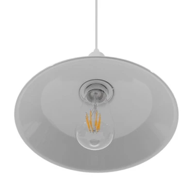 GloboStar® RAY 01044 Vintage Industrial Κρεμαστό Φωτιστικό Οροφής Μονόφωτο 1 x E27 Λευκό Μεταλλικό Καμπάνα Φ26 x Y25cm