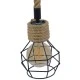 GloboStar® HELLET 01182 Vintage Industrial Κρεμαστό Φωτιστικό Οροφής Μονόφωτο 1 x E27 Μαύρο Μεταλλικό Πλέγμα με Μπεζ Σχοινί Φ16 x Y25cm