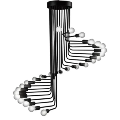 Μοντέρνο φωτιστικό οροφής πολύφωτο STAIRS μαύρο μεταλλικό 26xE27 IP20 Μ80xΠ80xΥ95cm