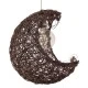Boho κρεμαστό φωτιστικό CRESCENT μονόφωτο καφέ σκούρο ξύλινο ψάθινο RATTAN 1 x E27 AC 220-240V