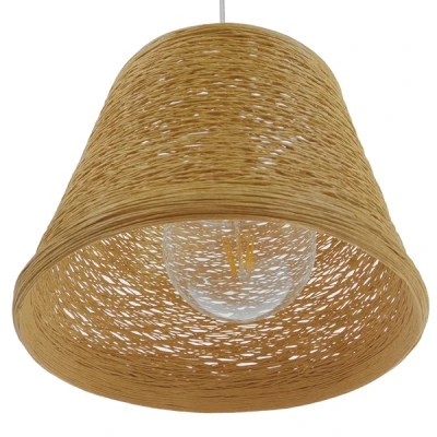 Boho κρεμαστό φωτιστικό PLAYROOM μονόφωτο μπεζ ξύλινο ψάθινο Rattan Φ30 1 x E27 AC 220-240V