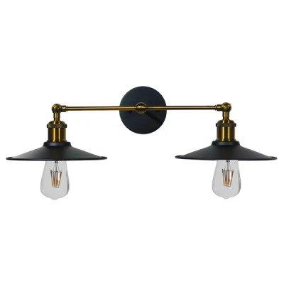 Vintage επιτοίχια απλίκα kelvo® MINIMALL με 2 ντουί E27 AC 220-240V IP20 μαύρο & χρυσό 30x60x18cm 01069 Vintage επιτοίχια απλίκα kelvo® MINIMALL με 2 ντουί E27 AC 220-240V IP20 μαύρο & χρυσό 30x60x18cm 01069