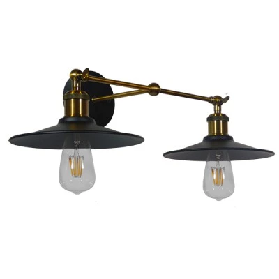 Vintage επιτοίχια απλίκα kelvo® MINIMALL με 2 ντουί E27 AC 220-240V IP20 μαύρο & χρυσό 30x60x18cm 01069 Vintage επιτοίχια απλίκα kelvo® MINIMALL με 2 ντουί E27 AC 220-240V IP20 μαύρο & χρυσό 30x60x18cm 01069