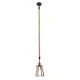 GloboStar® LANTERN 01186 Vintage Κρεμαστό Φωτιστικό Ανάρτηση Μονόφωτο 1 x E27 IP20 Μαύρο & Χρυσό Μέταλλο με Μπεζ Σχοινί - Μ15 x Π15 x Υ24cm
