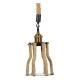 GloboStar® LANTERN 01186 Vintage Κρεμαστό Φωτιστικό Ανάρτηση Μονόφωτο 1 x E27 IP20 Μαύρο & Χρυσό Μέταλλο με Μπεζ Σχοινί - Μ15 x Π15 x Υ24cm
