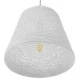 GloboStar® PLAYROOM 01562 Vintage Κρεμαστό Φωτιστικό Οροφής Μονόφωτο 1 x E27 Λευκό Ξύλινο Ψάθινο Rattan Φ32 x Υ27cm