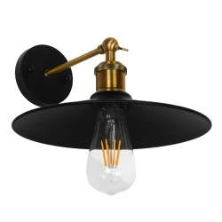 Vintage επιτοίχιο φωτιστικό kelvo® MINIMALL με ντουί 1 x E27 AC 220-240V IP20 μαύρο & χρυσό 22x39x18cm 01039