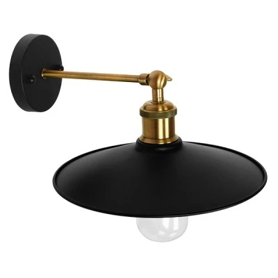 Vintage επιτοίχιο φωτιστικό kelvo® MINIMALL με ντουί 1 x E27 AC 220-240V IP20 μαύρο & χρυσό 22x39x18cm 01039