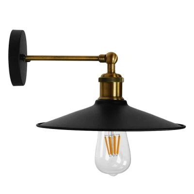 Vintage επιτοίχιο φωτιστικό kelvo® MINIMALL με ντουί 1 x E27 AC 220-240V IP20 μαύρο & χρυσό 22x39x18cm 01039