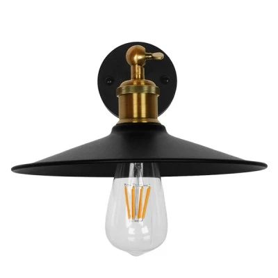 Vintage επιτοίχιο φωτιστικό kelvo® MINIMALL με ντουί 1 x E27 AC 220-240V IP20 μαύρο & χρυσό 22x39x18cm 01039