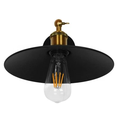 Vintage επιτοίχιο φωτιστικό kelvo® MINIMALL με ντουί 1 x E27 AC 220-240V IP20 μαύρο & χρυσό 22x39x18cm 01039