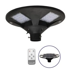 Φωτιστικό κεφαλής Post Top πλατείας LED 25W ψυχρό λευκό 6000K 2000lm 120° με ενσωματωμένο φωτοβολταϊκό πάνελ & μπαταρία 24000mAh & αισθητήρα κίνησης-ημέρας-νύχτας Φ50cm x Υ19cm IP65