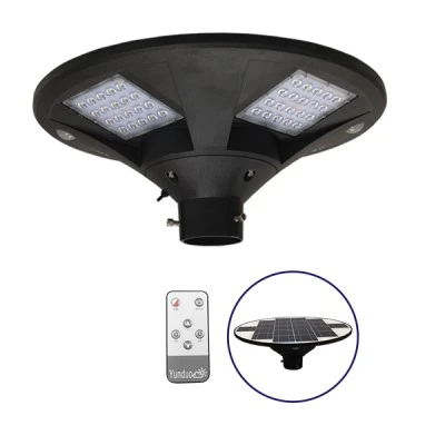 Φωτιστικό κεφαλής Post Top πλατείας LED 25W ψυχρό λευκό 6000K 2000lm 120° με ενσωματωμένο φωτοβολταϊκό πάνελ & μπαταρία 24000mAh & αισθητήρα κίνησης-ημέρας-νύχτας Φ50cm x Υ19cm IP65