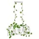 GloboStar® NEST 01647 Vintage Κρεμαστό Φωτιστικό Φιγούρα Τρίφωτο 3 x E27 IP20 Λευκό Μέταλλο με Πράσινο Πλαστικό - Μ85.5 x Π37.5 x Y38cm