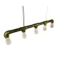 GloboStar® CANAL 01669 Vintage Industrial Κρεμαστό Φωτιστικό Οροφής Πολύφωτο 5 x E27 Μπρούτζινο Μεταλλικό Ράγα Μ92 x Π5 x Y8cm